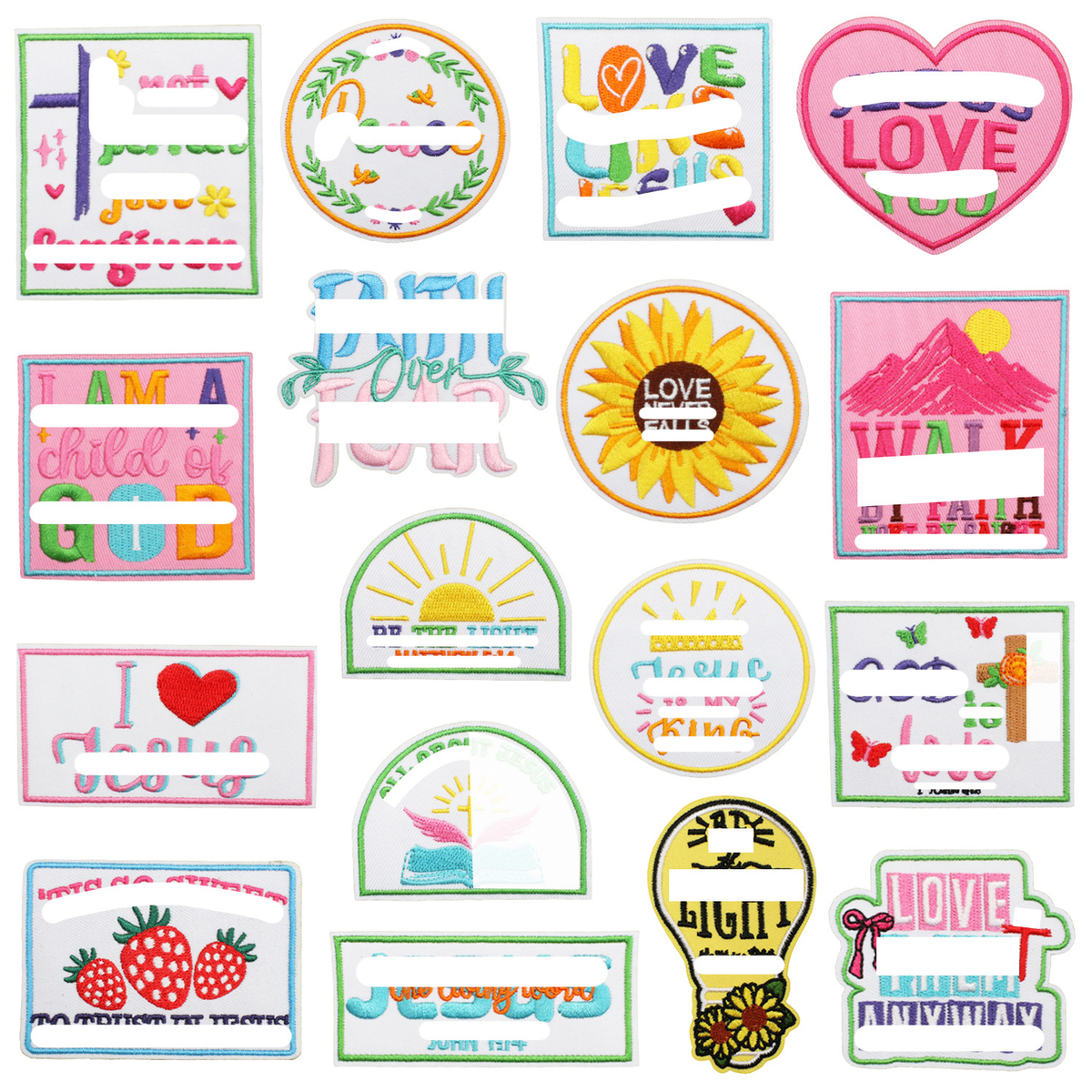 Iron-On Faith Belief Cross Embroidery Patch Love Heart Letters Computer Embroidered Badge Clothing Decoration