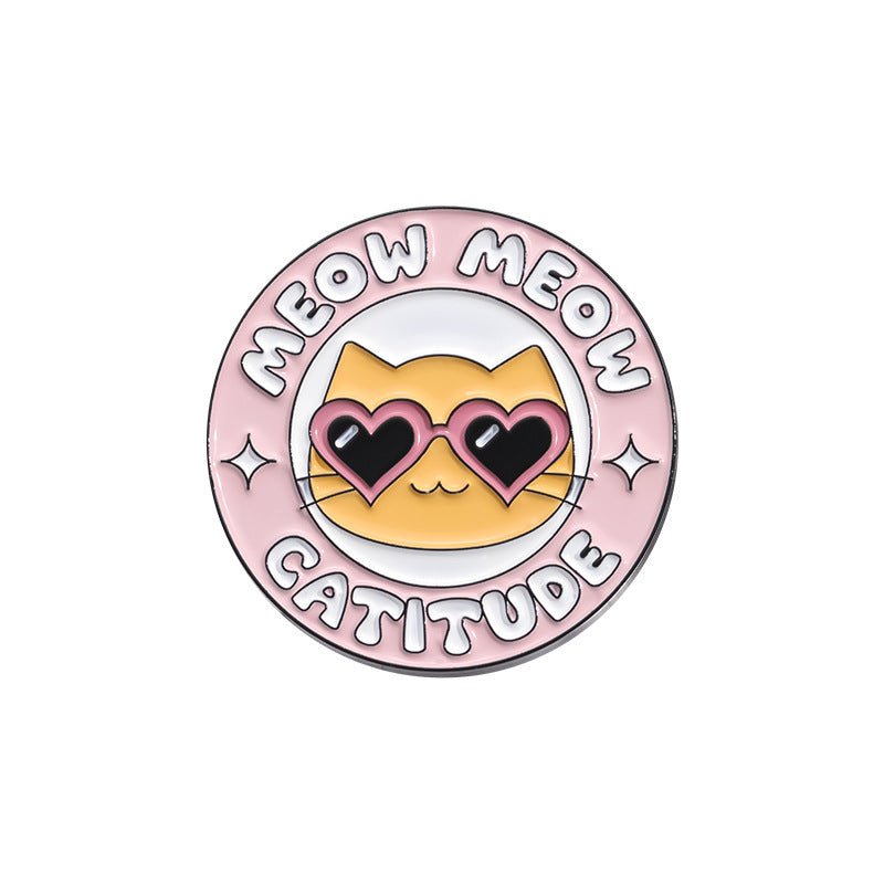 Creative Cute Glasses Cat Enamel Pin Set | Metal Brooch Collection | Eco-Friendly Apparel Accessories Wholesale