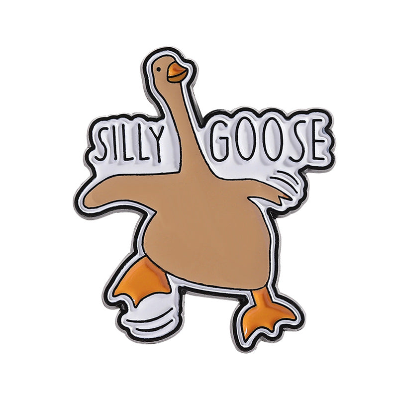 Cute Funny Cartoon Goose Enamel Pin | Alloy Oil-Filled Metal Brooch | Apparel & Backpack Accessories Wholesale