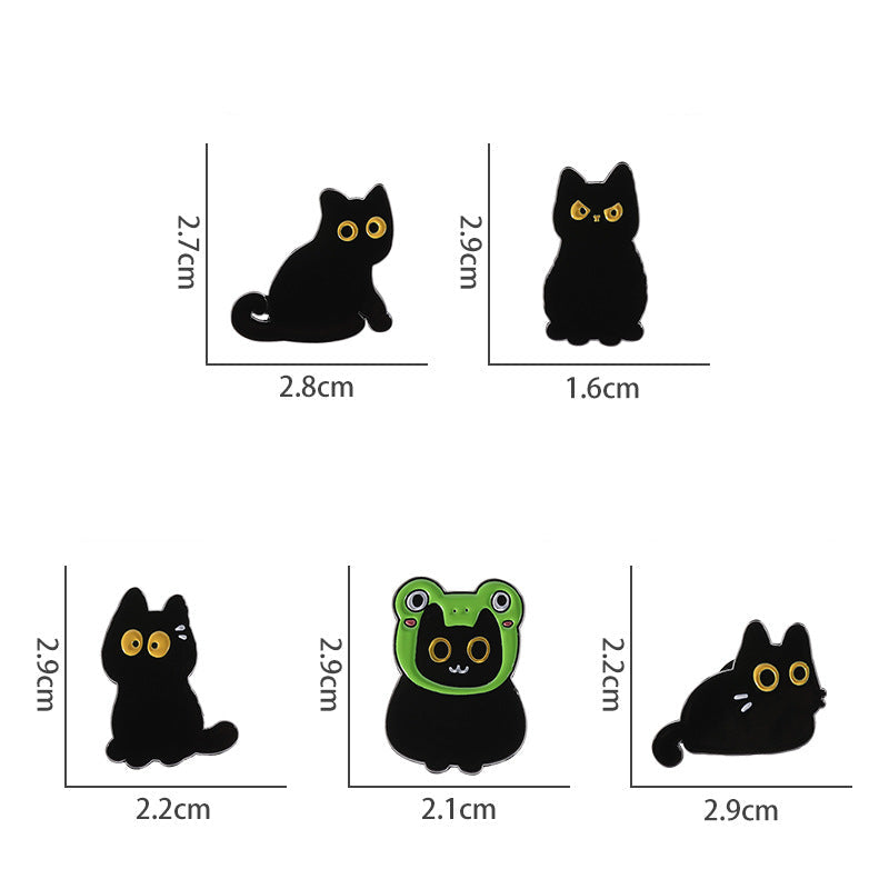 Cute Yellow-Eyed Cat Enamel Pin | Rainbow Heart Cartoon Metal Brooch | Apparel & Gift Accessories Wholesale