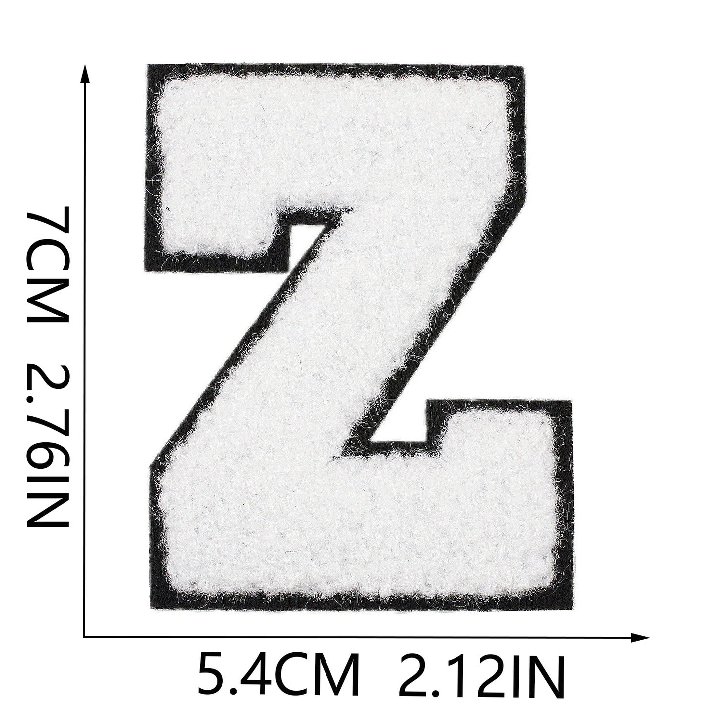 Iron-On Chenille Letter Patch – 7cm Tall, Black Base with White Letter