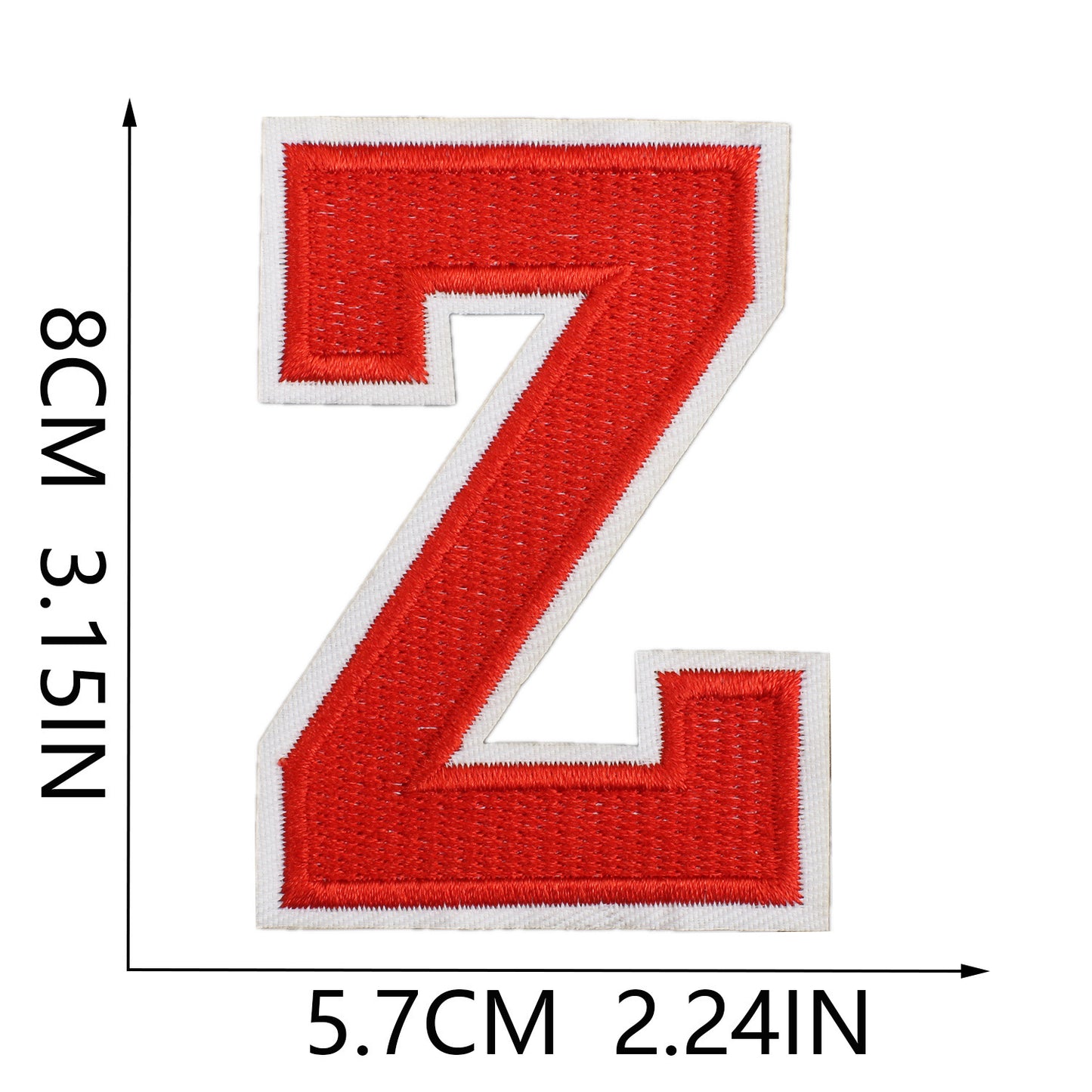 Large Iron-On Embroidered Letter Patch – 8cm Tall, White Base Red Letter