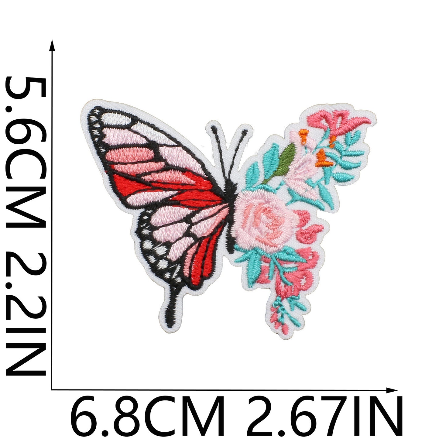 Iron-On Flower Butterfly Embroidery Patch Embroidered Badge English Letters Clothing and Bag Decoration