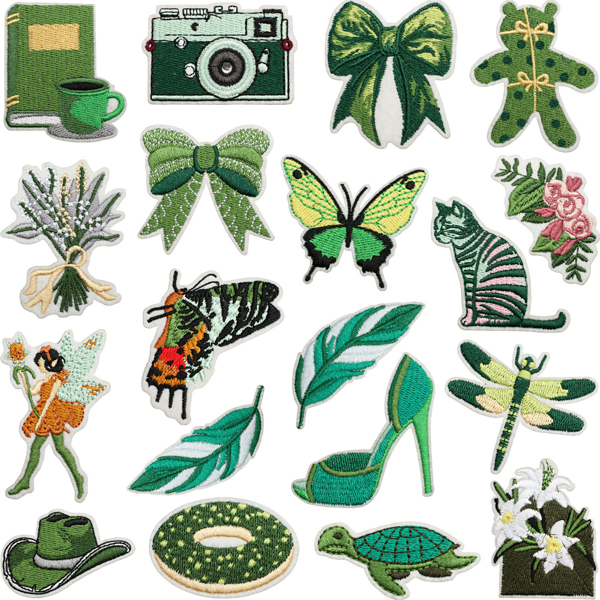 Green Fairy Embroidered Camera Iron-On Patch