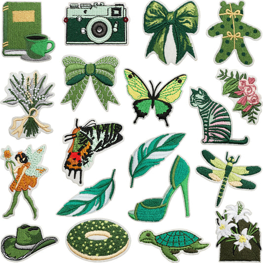 Green Fairy Embroidered Camera Iron-On Patch