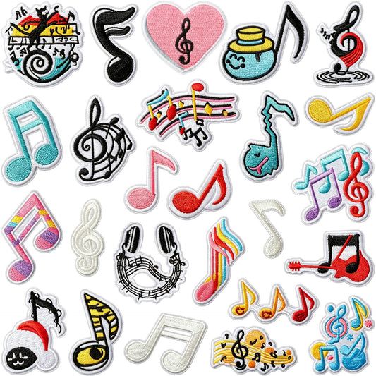 Music Symbol Embroidered Patch  Decorative Iron on Patches for Clothing
