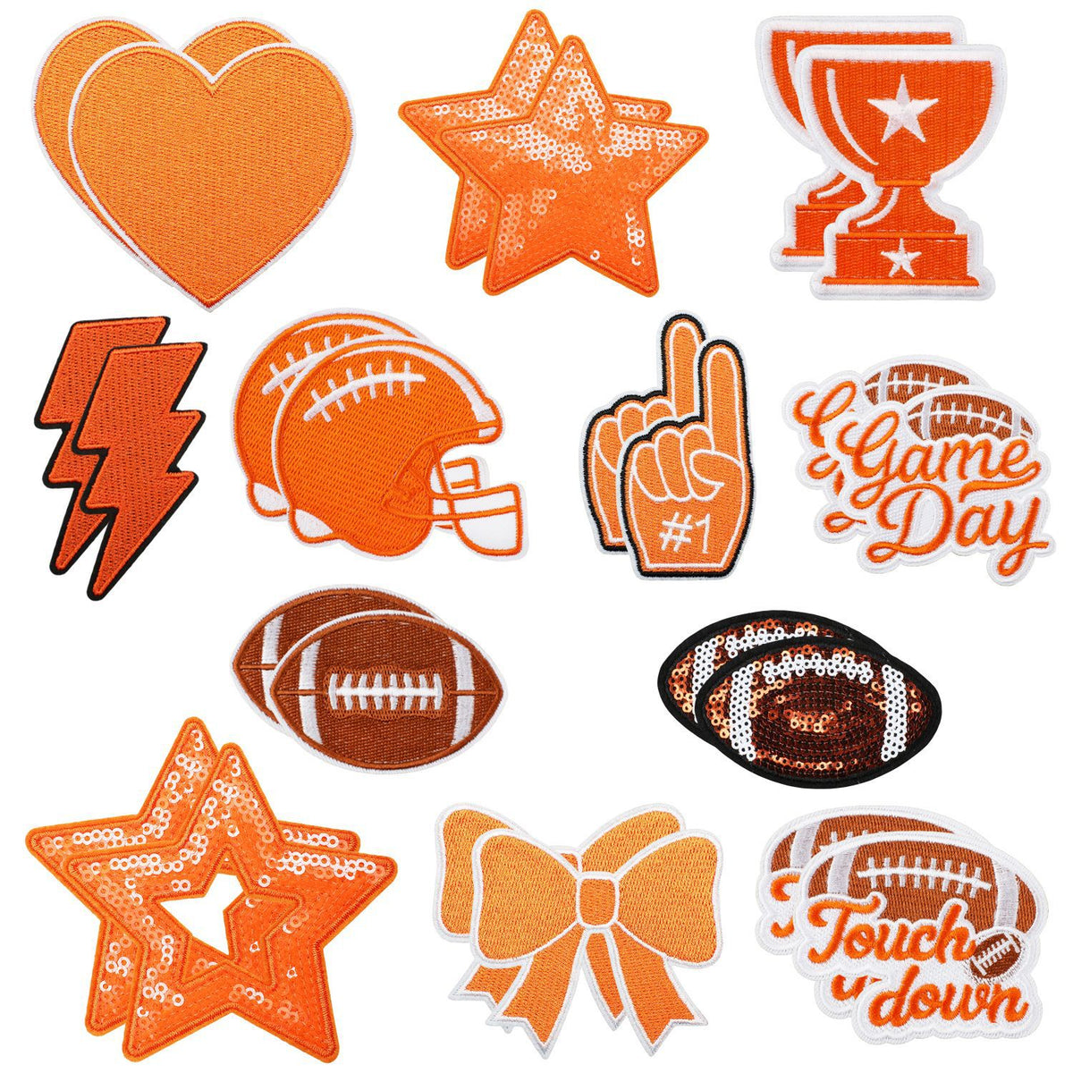 Game Day American Football Iron On Embroidered Patch Set for Clothing, Denim Jackets & Bags
