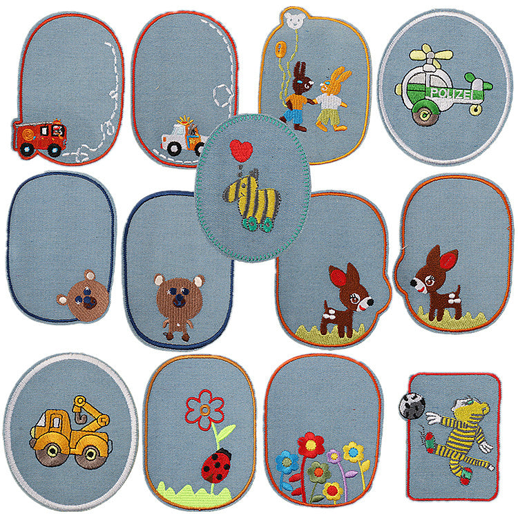 Denim Knee Repair Embroidered Patch – Iron On Sew On Jeans Hole Repair Patch