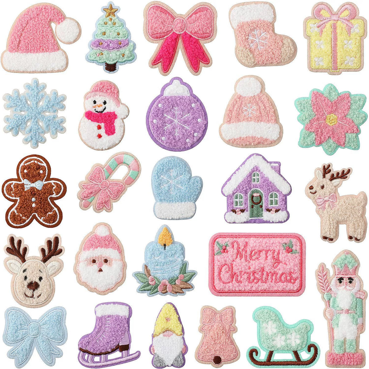 Christmas Theme Embroidered Patch Set