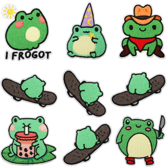 Cute Cartoon Frog Embroidered Iron-On Patch