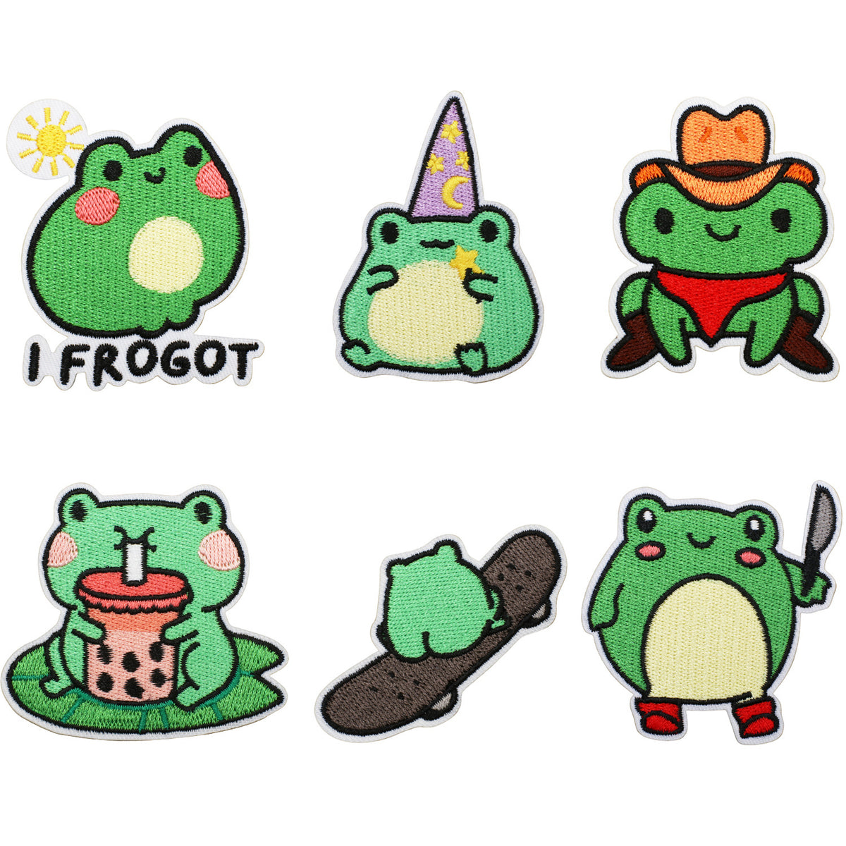 Cute Cartoon Frog Embroidered Iron-On Patch