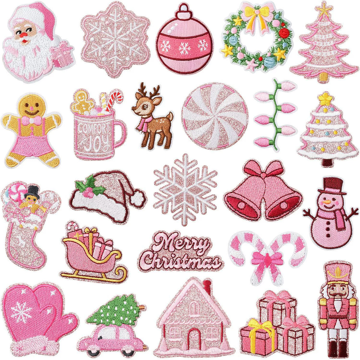 Christmas Theme Embroidered Patch Set