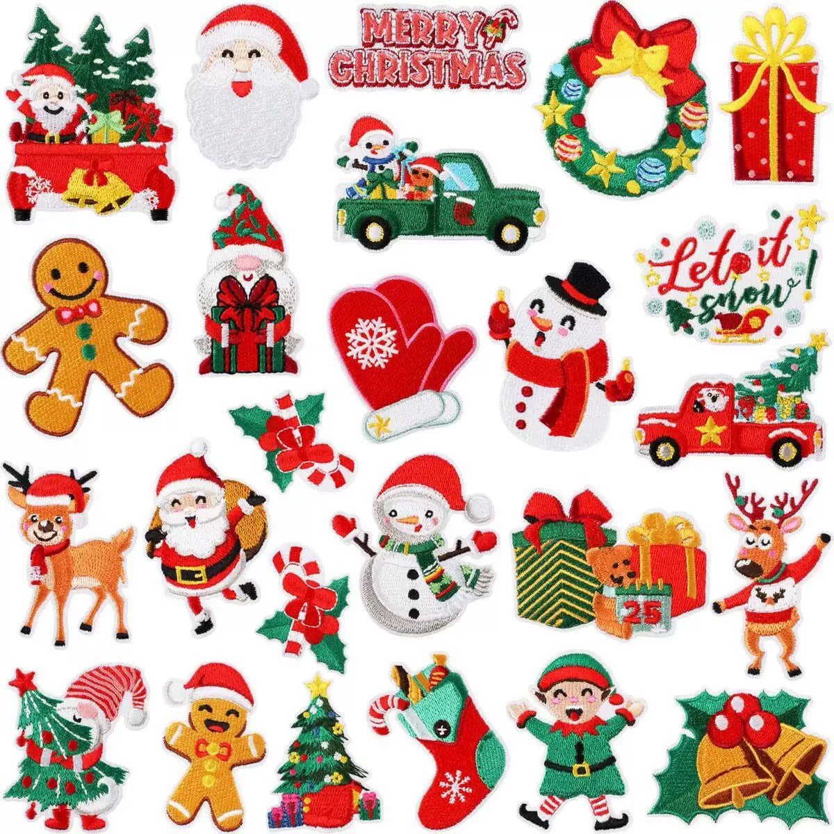 Christmas Theme Embroidered Patch Set