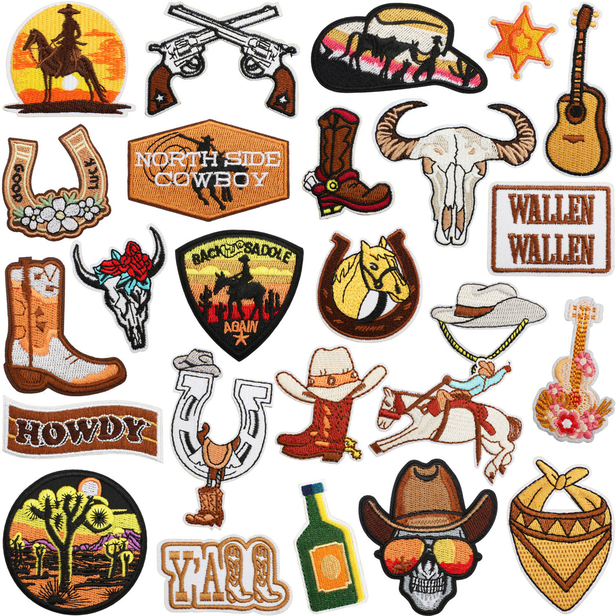 Red Flame Pink Western Cowgirl Iron-On Patch