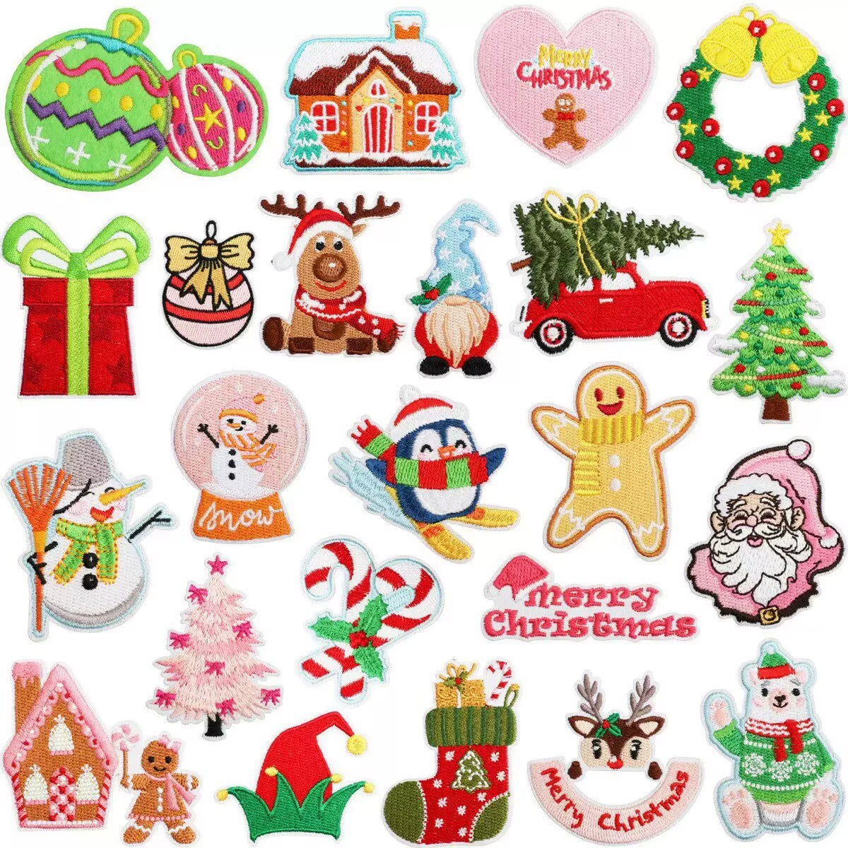 Christmas Theme Embroidered Patch Set