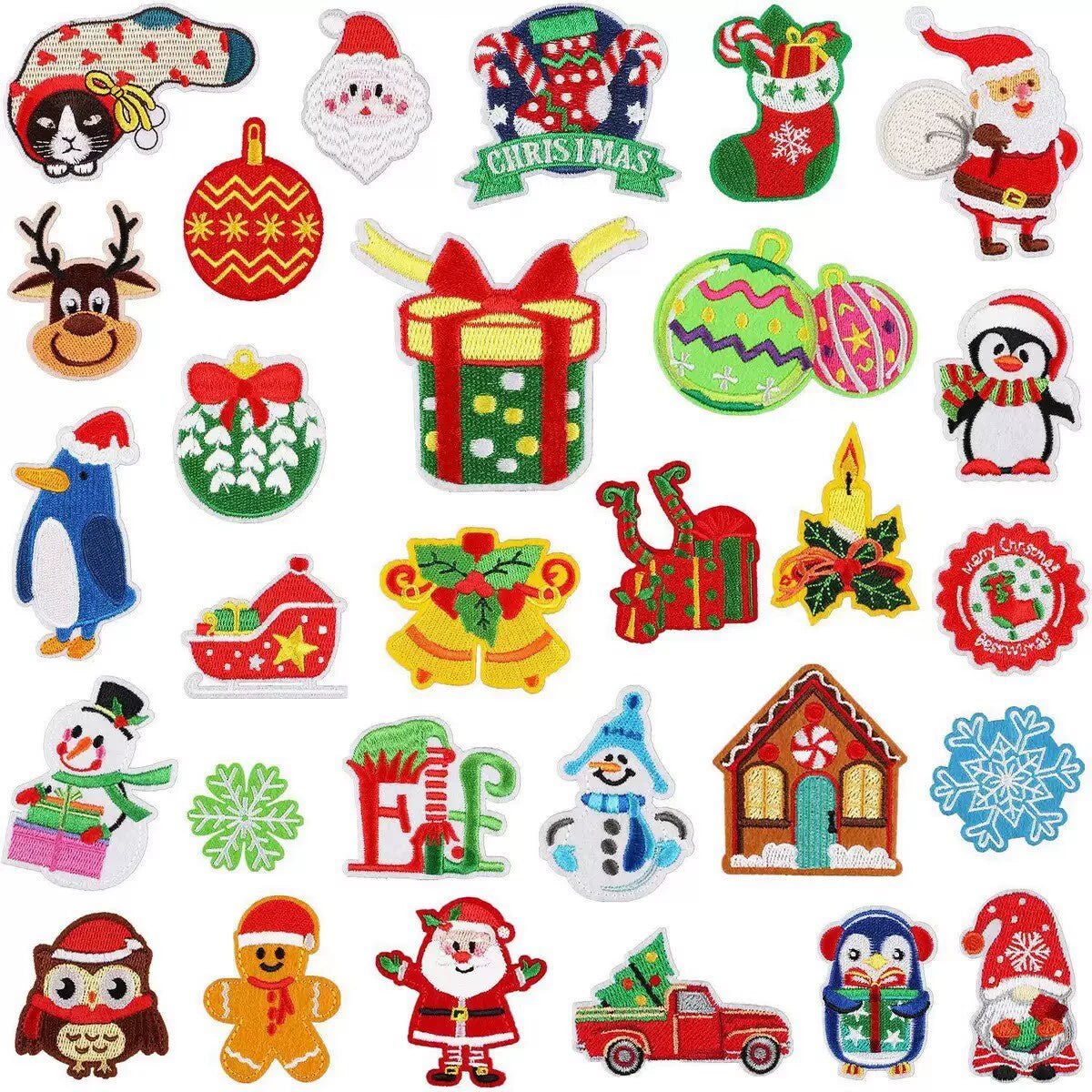 Christmas Theme Embroidered Patch Set