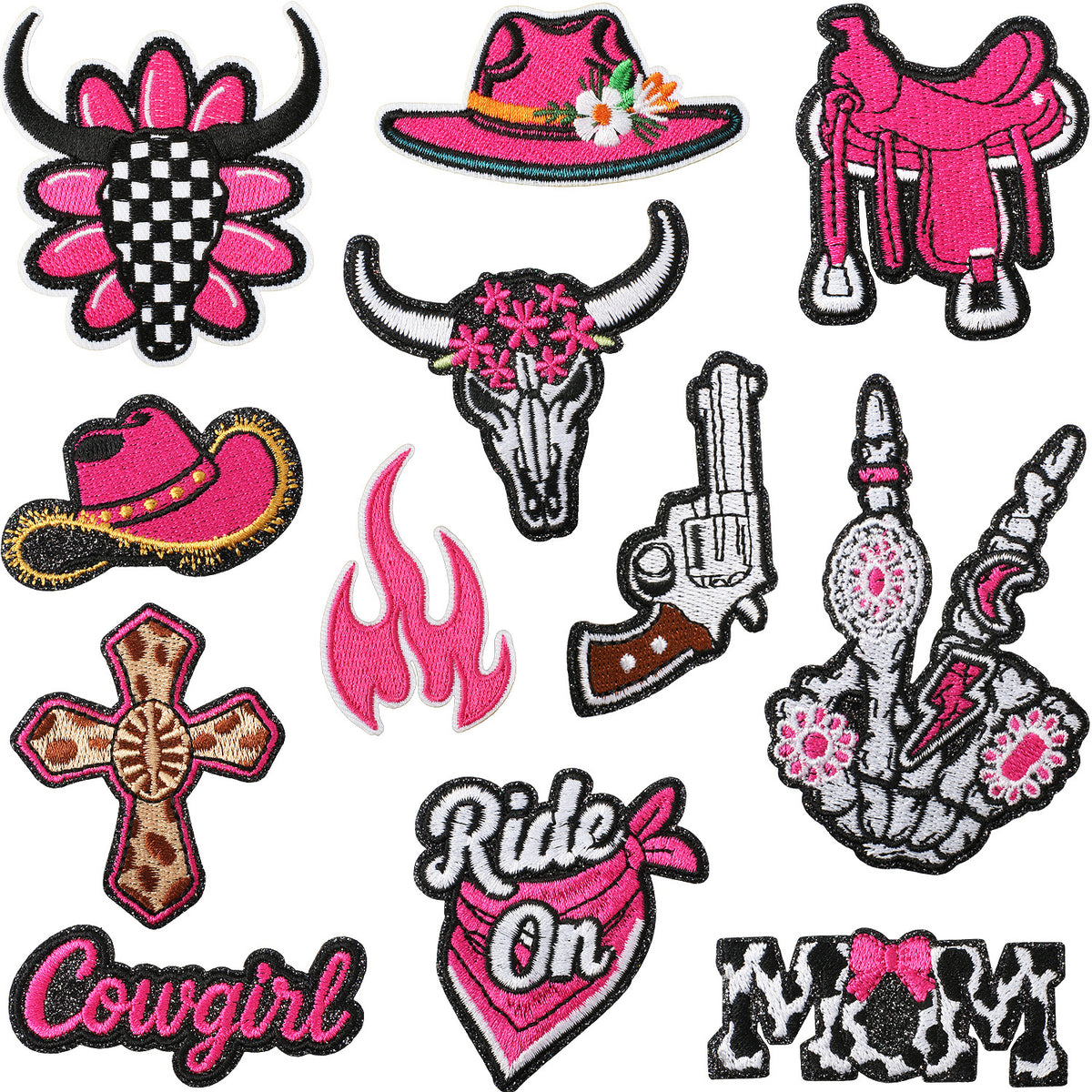 Fuchsia Bohemian Embroidered Iron-On Patch