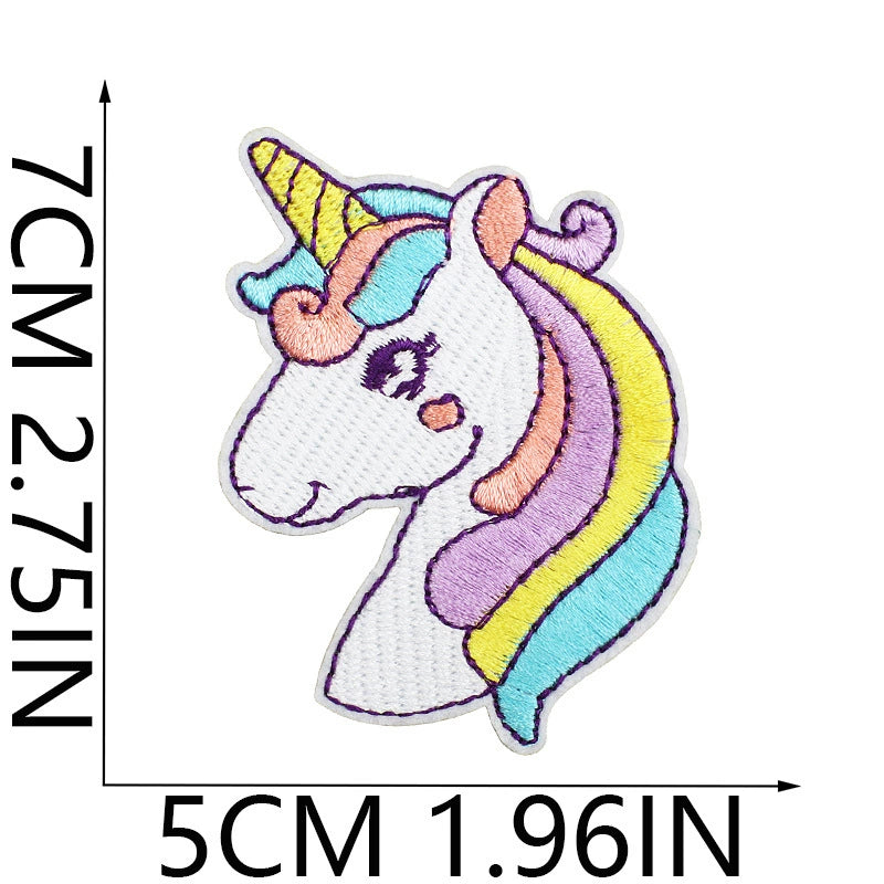 Ready to Ship Cute Unicorn Rainbow Embroidered Patch Set Cartoon Animal Iron on Patches for Kids Clothes Bags