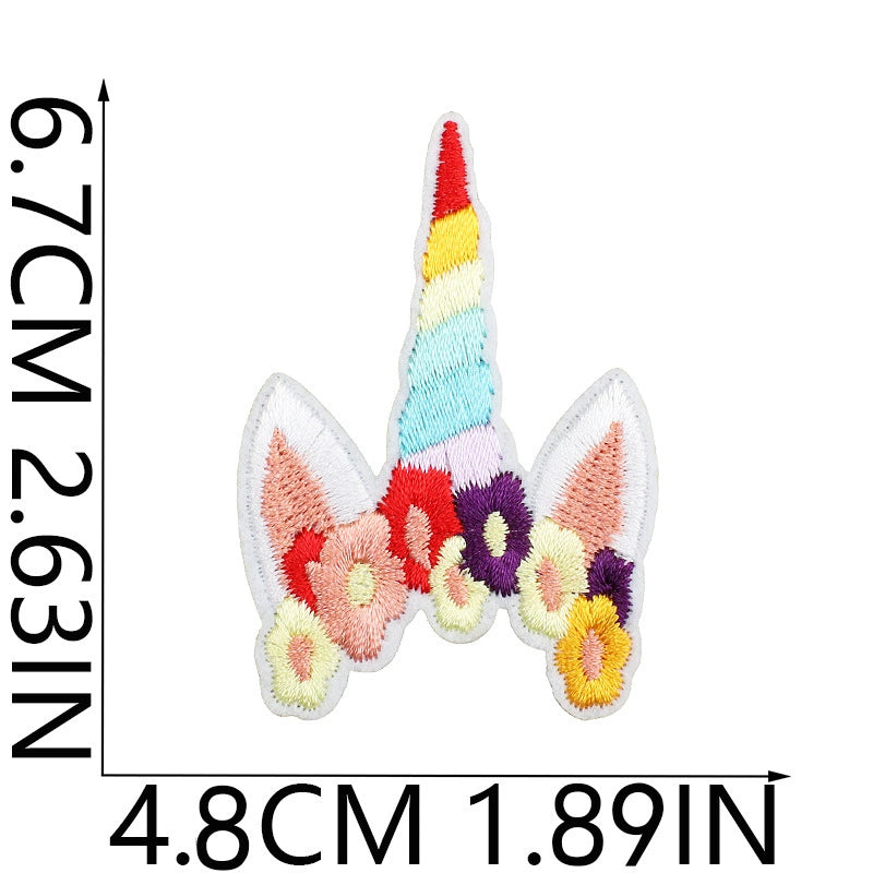 Ready to Ship Cute Unicorn Rainbow Embroidered Patch Set Cartoon Animal Iron on Patches for Kids Clothes Bags