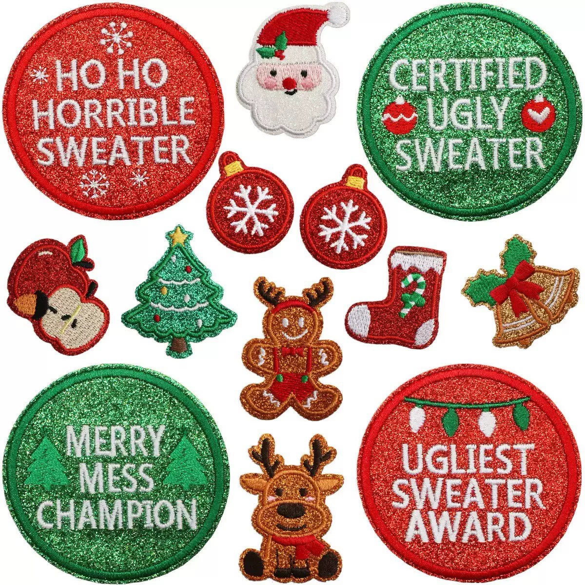 Christmas Theme Embroidered Patch Set