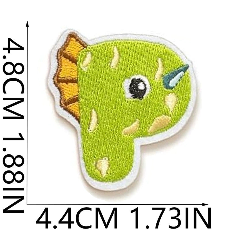 Cute Dinosaur Alphabet Embroidery Patches Iron On Cartoon Letter Applique for Kids Clothes Backpack DIY Decoration