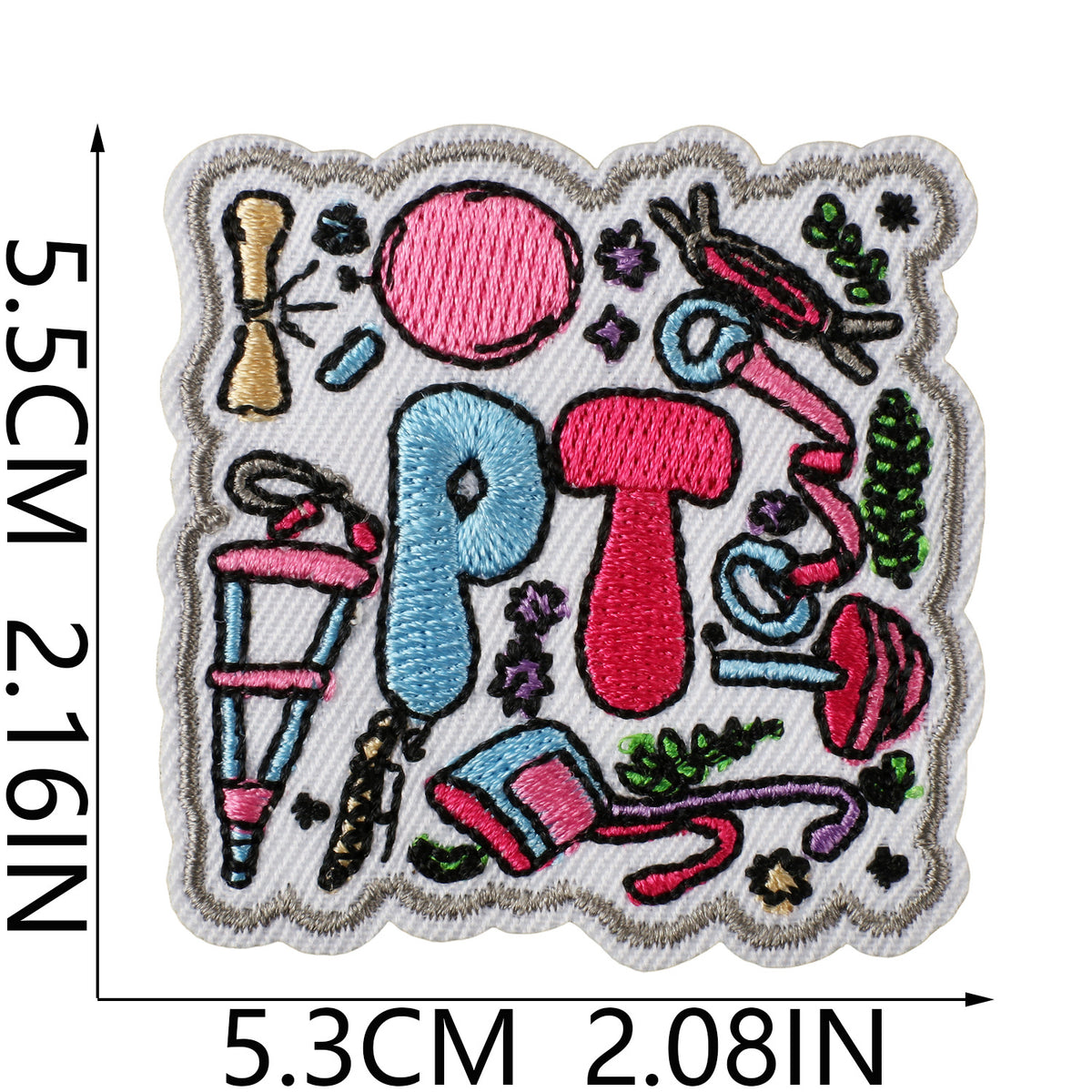 PT Letter Embroidered Patch Iron On Cowboy Denim Jacket Decorative Badge