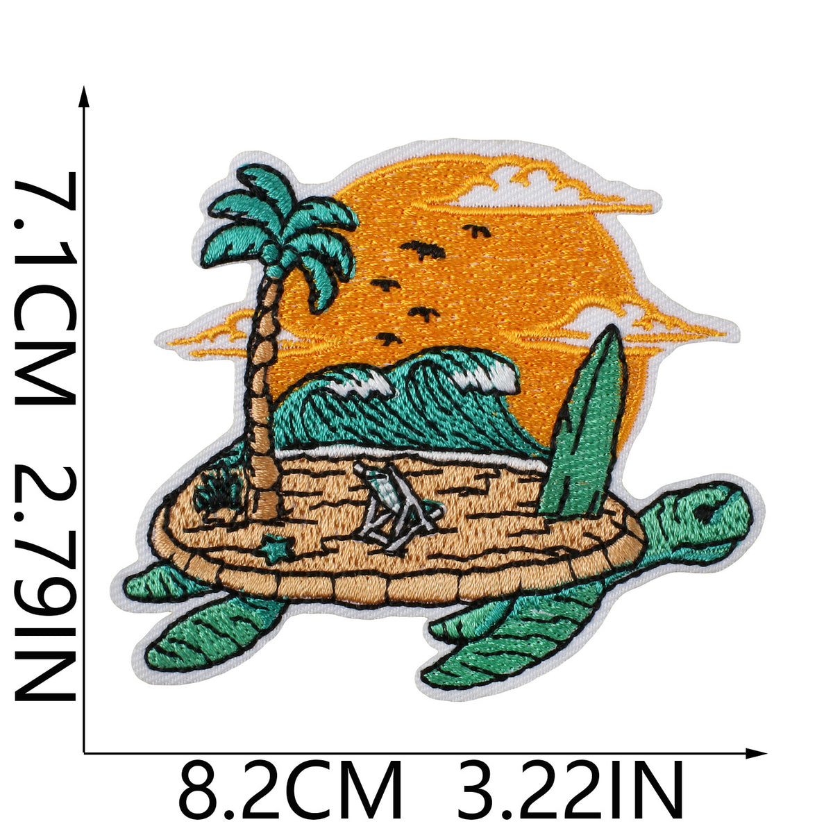 Vintage Surf Skull Embroidered Iron-On Patch