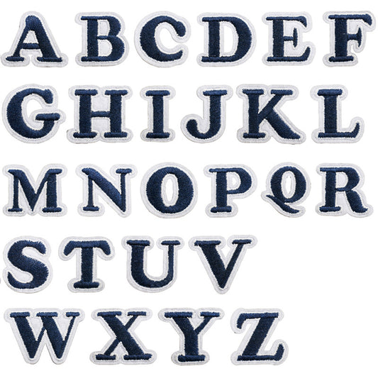 Blue/Navy Mini Embroidered Letter Patches A-Z | Iron-On Alphabet
