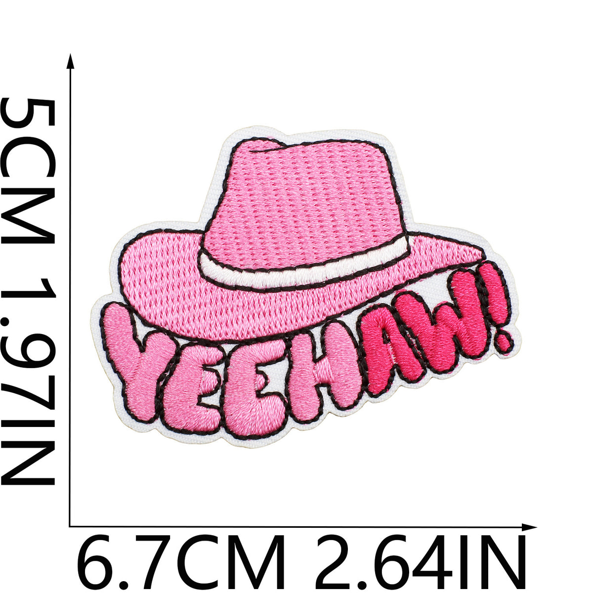 Red Flame Pink Cowgirl Embroidered Iron-On Patch