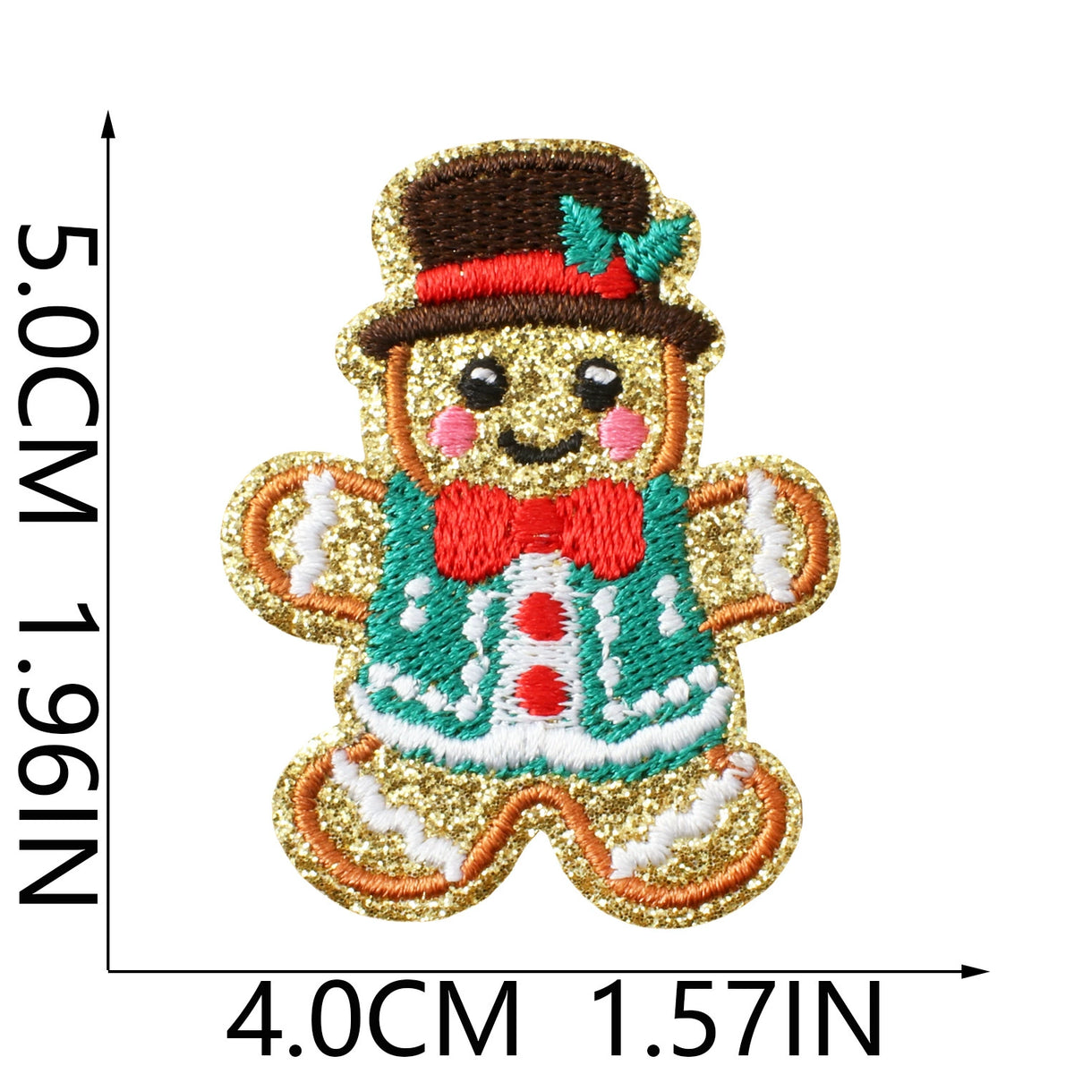 Christmas Elements Embroidered Patch Set (Gingerbread Man Designs)
