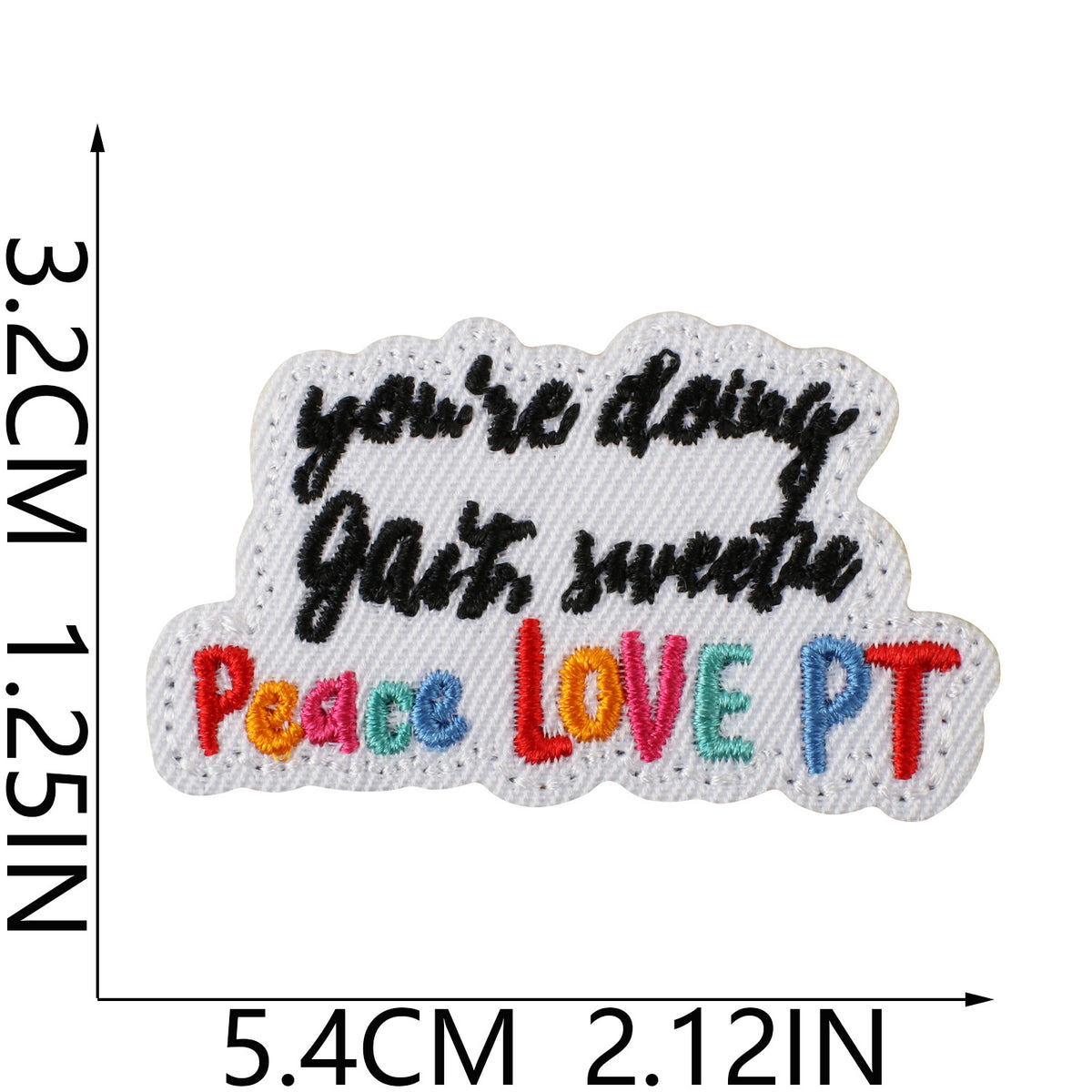 PT Letter Embroidered Patch Iron On Cowboy Denim Jacket Decorative Badge