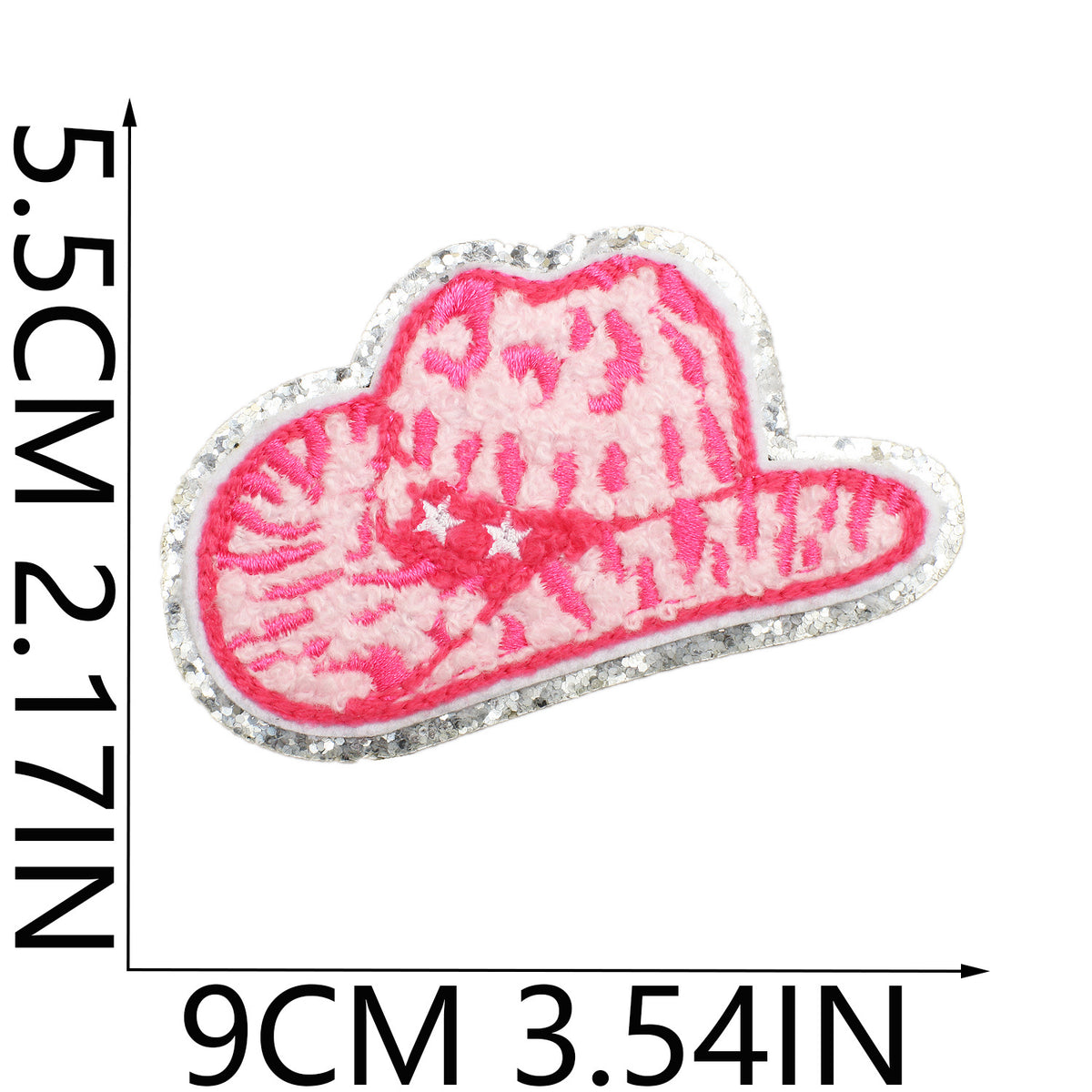 Glitter Floral Cowboy Hat Embroidered Iron-On Patch