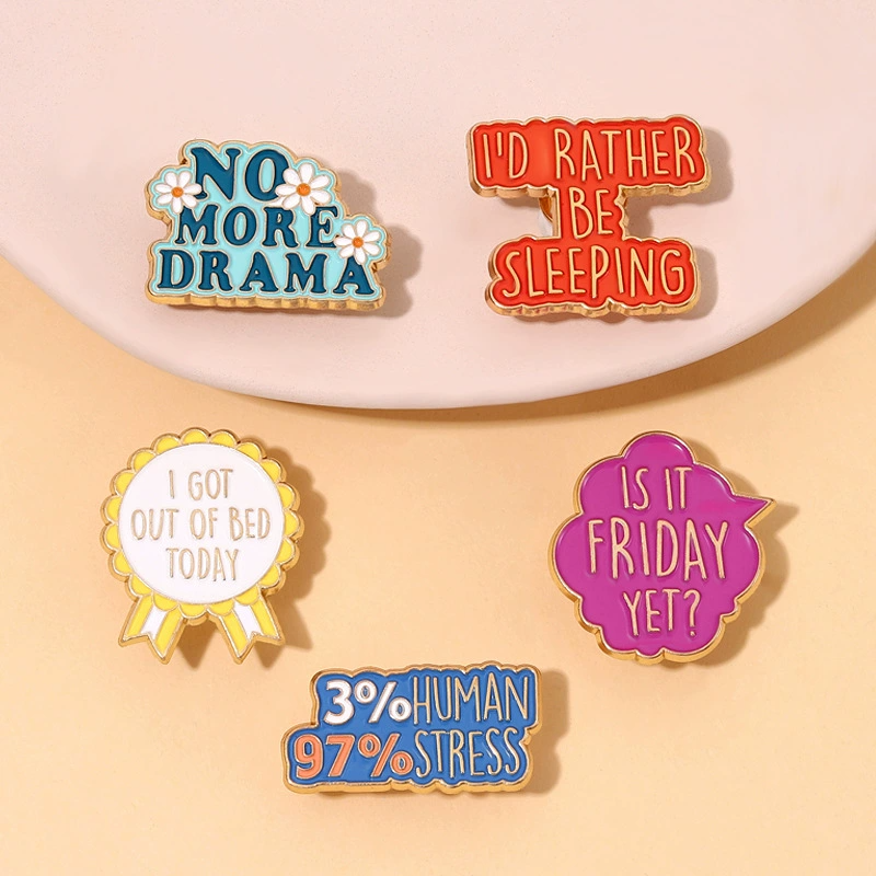 Vibrant English Sentence Enamel Brooch - Custom Slogan Badge