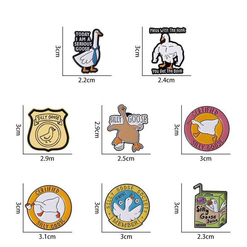 Cute Funny Cartoon Goose Enamel Pin | Alloy Oil-Filled Metal Brooch | Apparel & Backpack Accessories Wholesale