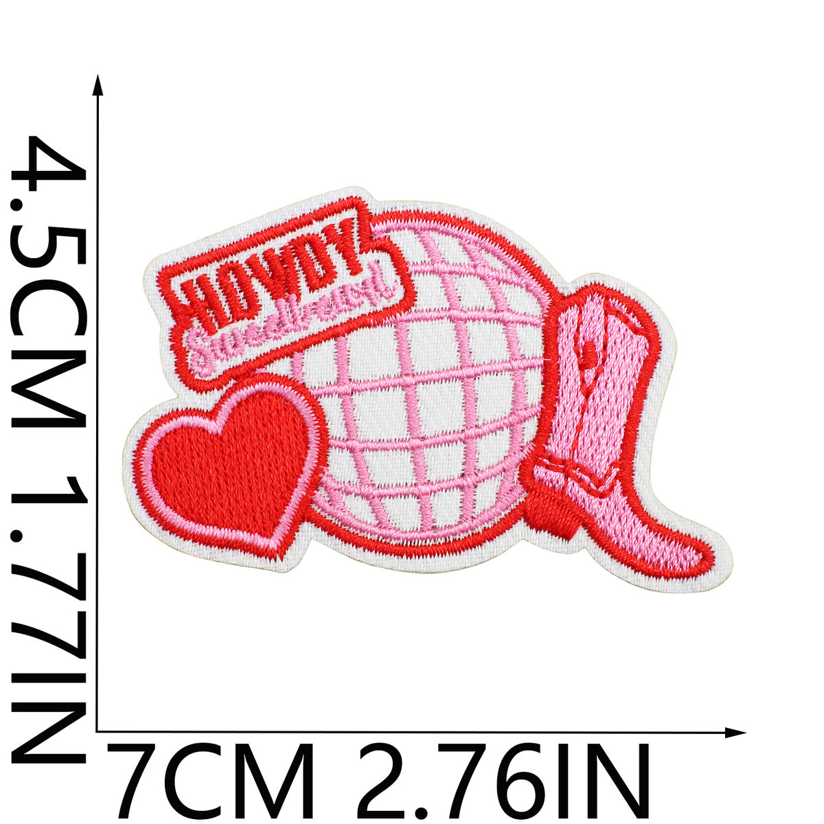 Red Flame Pink Cowgirl Embroidered Iron-On Patch