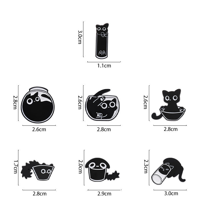 Creative Cute Hide-and-Seek Cat Enamel Pin | Minimalist Cartoon Animal Metal Brooch | Scarf & Apparel Accessories Wholesale