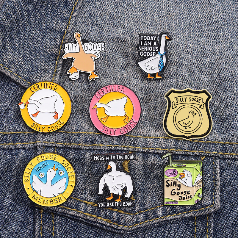 Cute Funny Cartoon Goose Enamel Pin | Alloy Oil-Filled Metal Brooch | Apparel & Backpack Accessories Wholesale