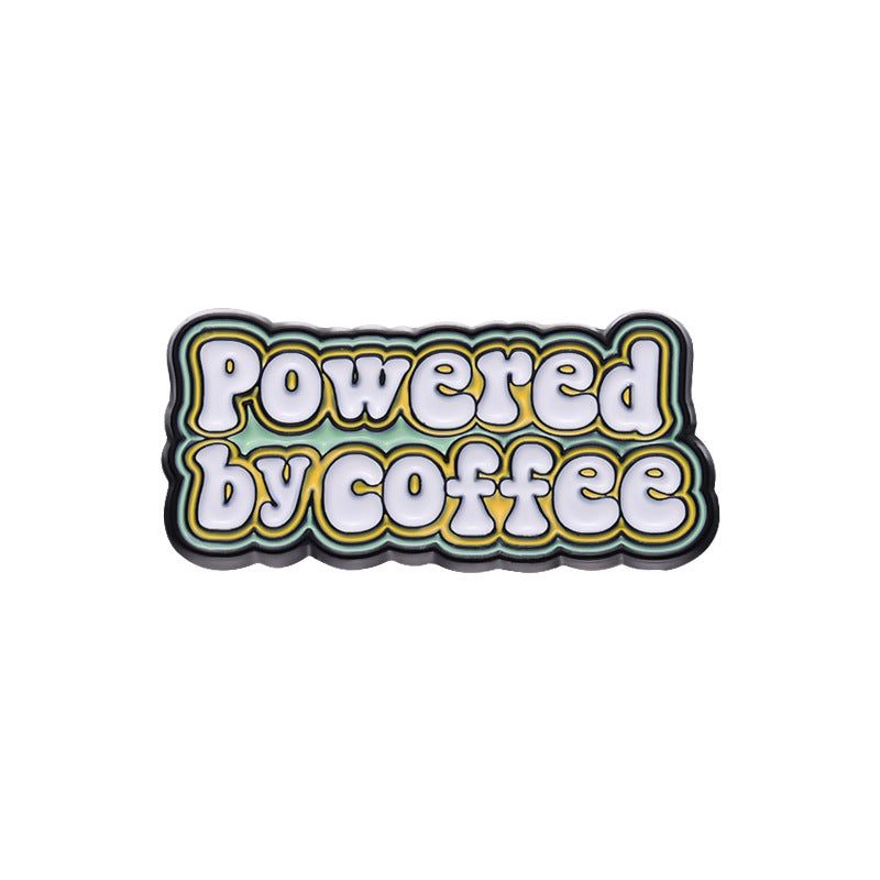 European & American Style Coffee Cup English Letter Metal Badge - Coffee Lover Gift