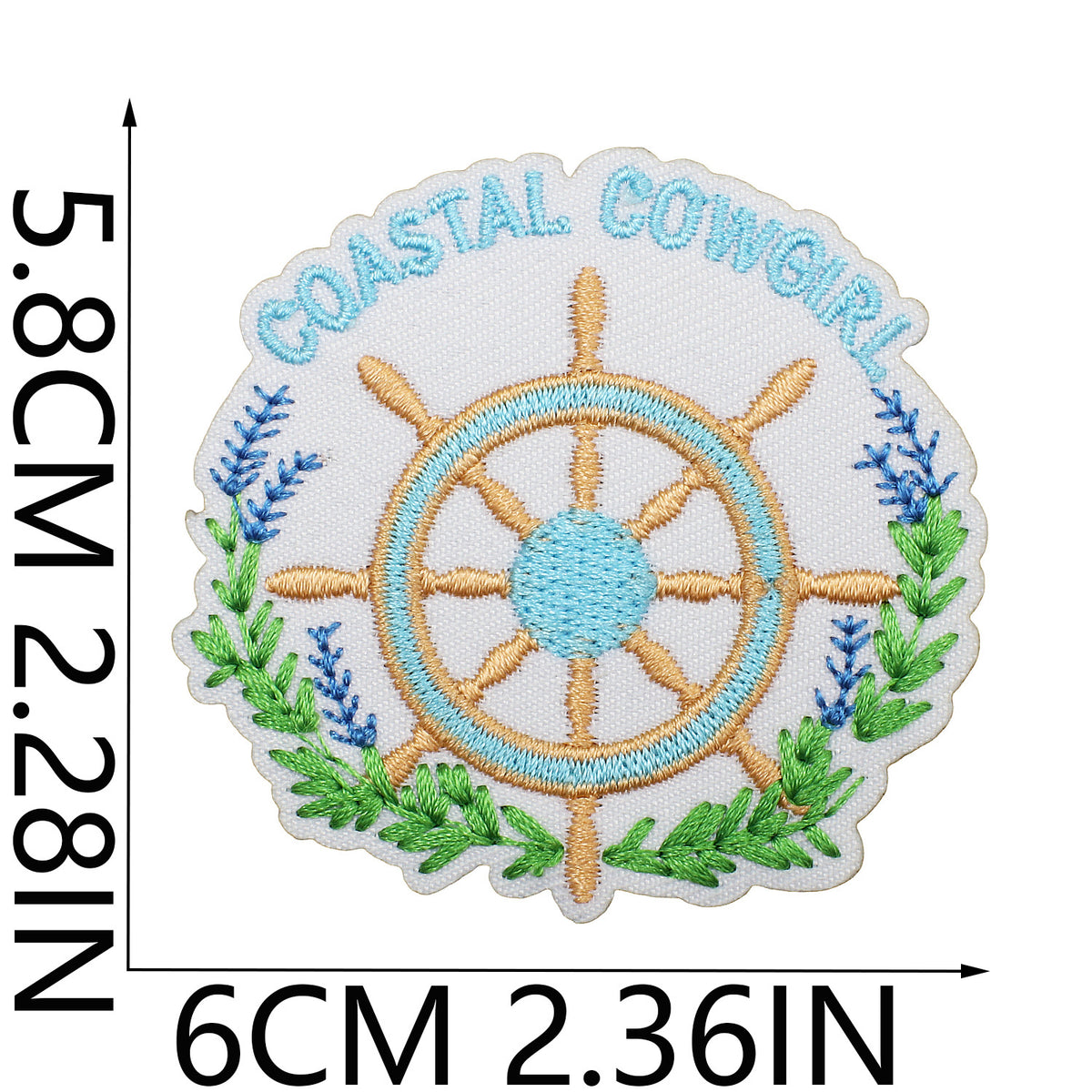 Pearl Seashell Cowgirl Embroidered Iron-On Patch