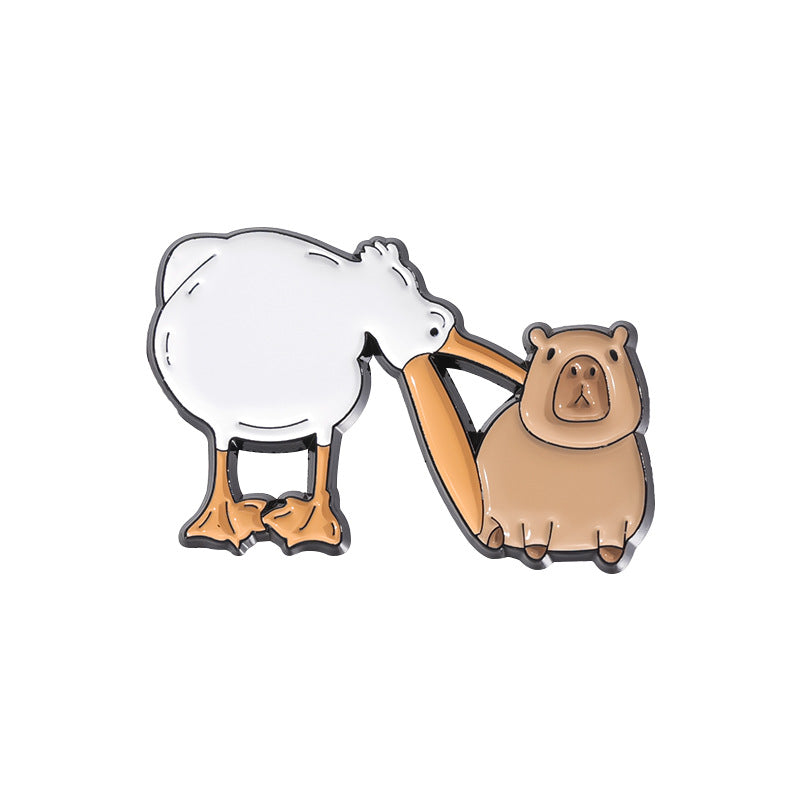 Cute Capybara Enamel Pin Set | Animal Metal Brooch Collection | Eco-Friendly Apparel Accessories Wholesale