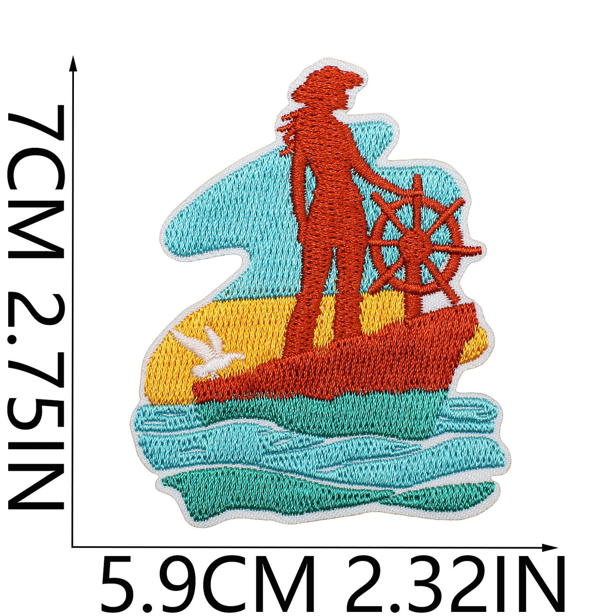 Pearl Seashell Cowgirl Embroidered Iron-On Patch