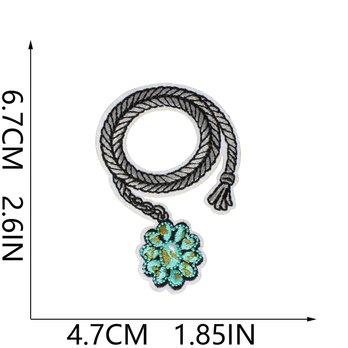 Agate Blue Denim Embroidered Leopard Print Bow Iron-On Patch