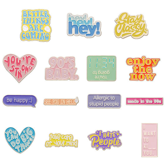 English Letter Sentence Brooch | Alphabet Metal Pin
