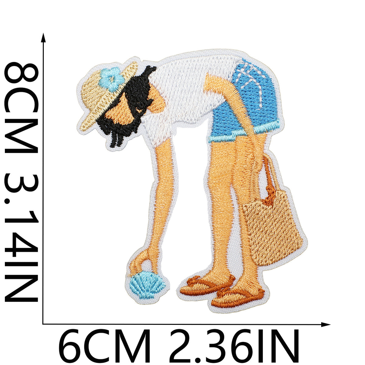 Pearl Seashell Cowgirl Embroidered Iron-On Patch