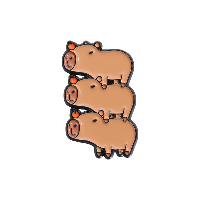 Cute Capybara Enamel Pin Set | Animal Metal Brooch Collection | Eco-Friendly Apparel Accessories Wholesale