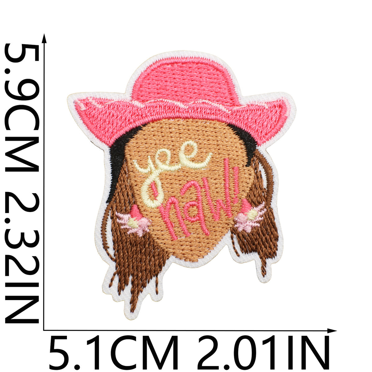 Red Flame Pink Cowgirl Embroidered Iron-On Patch