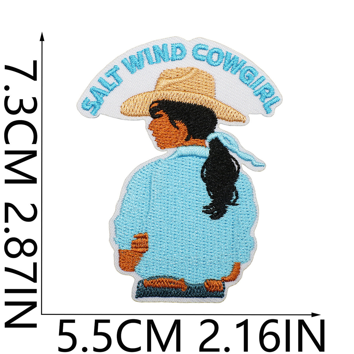 Pearl Seashell Cowgirl Embroidered Iron-On Patch