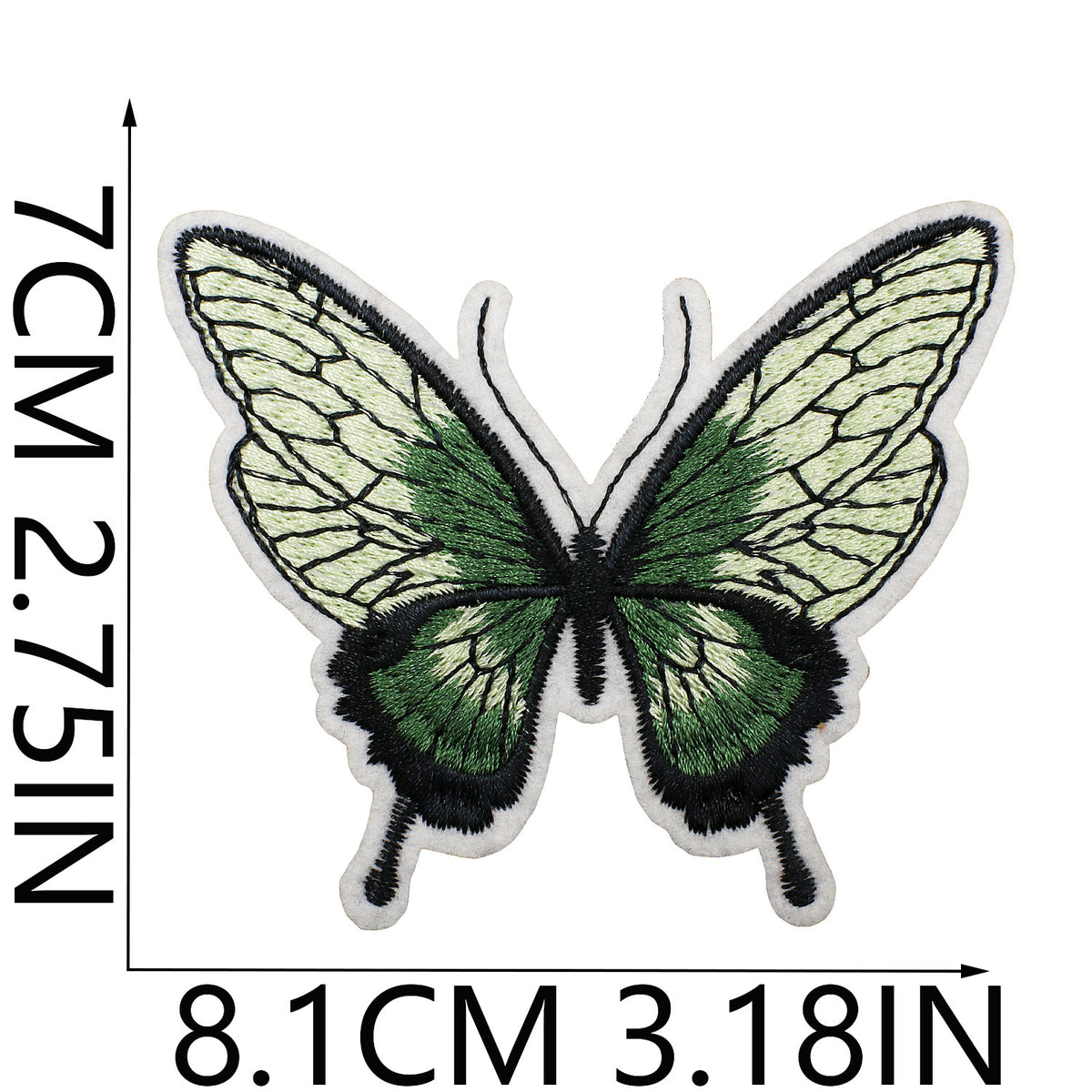 Green Vintage Floral Butterfly Iron-On Denim Patch