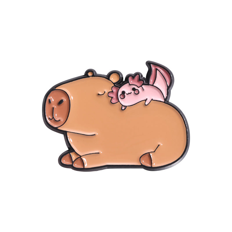 Cute Capybara Enamel Pin Set | Animal Metal Brooch Collection | Eco-Friendly Apparel Accessories Wholesale