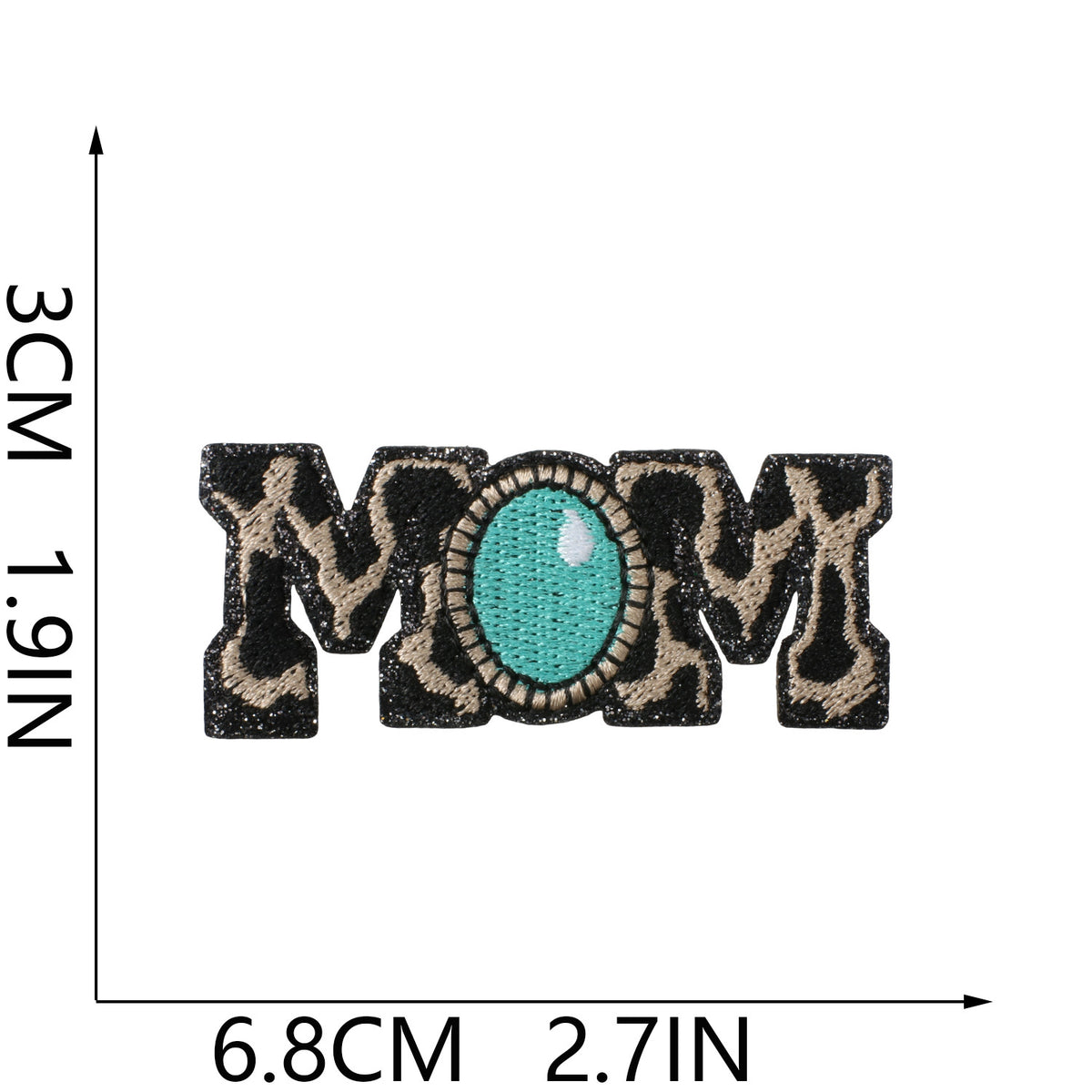 Agate Blue Denim Embroidered Leopard Print Bow Iron-On Patch